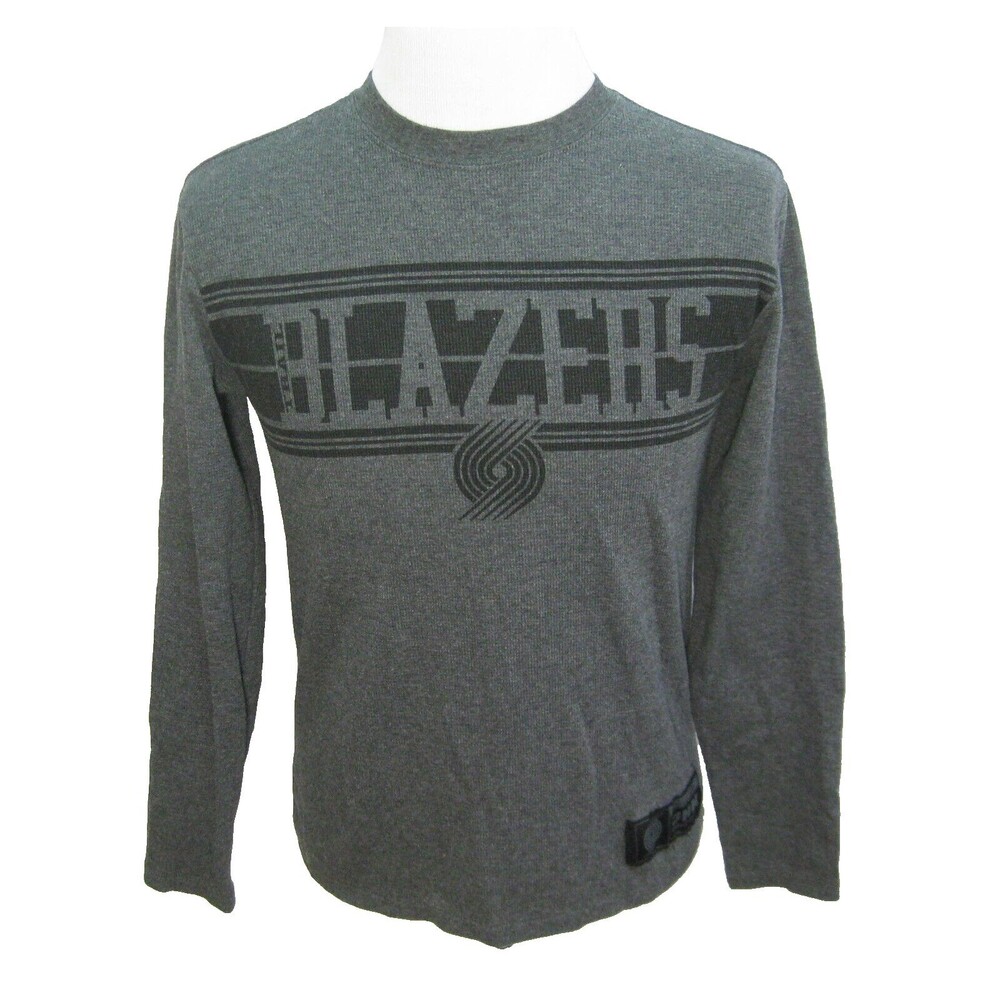 Portland TRAIL BLAZERS Mens (Size Medium) Gray Long Sleeve Thermal Shirt Sweater